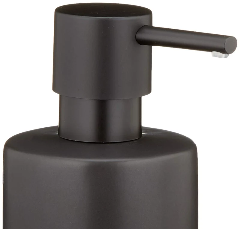 Spirella Seifenspender Tube | mit Edelstahlpumpe | Flüssigseifen-Spender | Porzellan | 300ml | Langliebig und Robust | matt schwarz, Keramik, Noir Mat