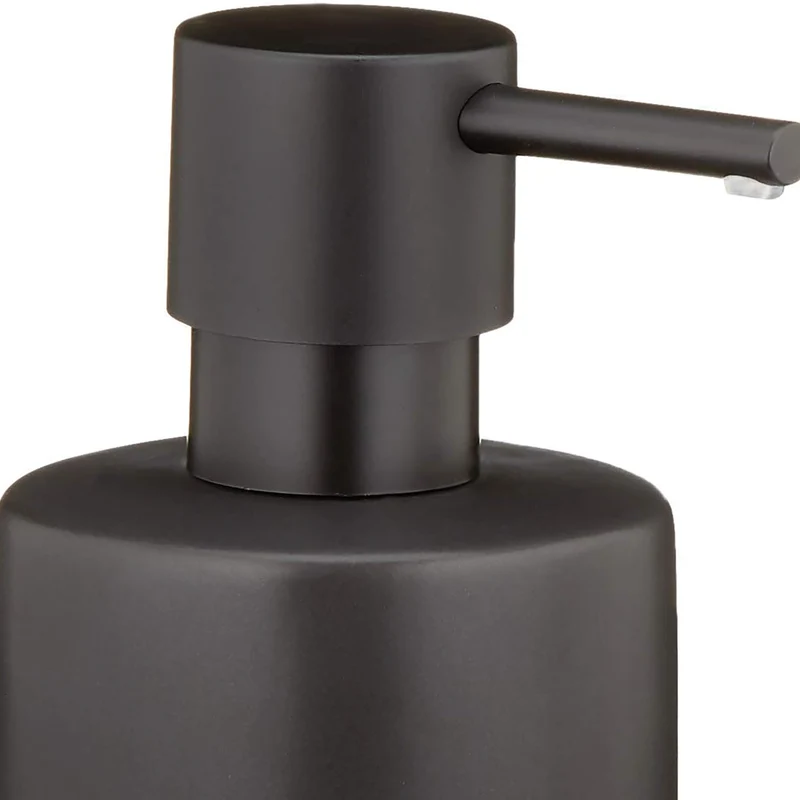 Spirella Seifenspender Tube | mit Edelstahlpumpe | Flüssigseifen-Spender | Porzellan | 300ml | Langliebig und Robust | matt schwarz, Keramik, Noir Mat