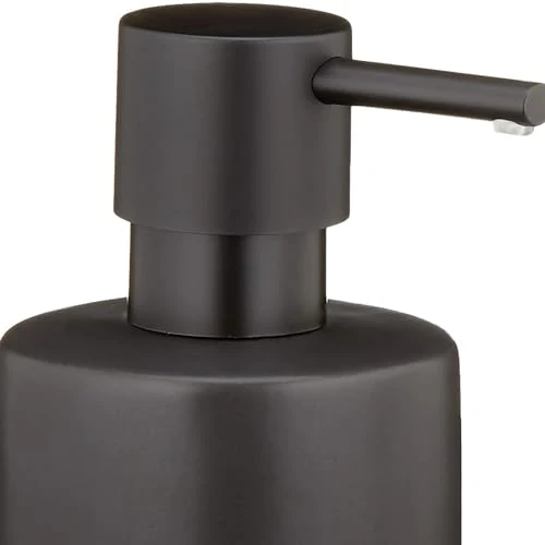 Spirella Seifenspender Tube | mit Edelstahlpumpe | Flüssigseifen-Spender | Porzellan | 300ml | Langliebig und Robust | matt schwarz, Keramik, Noir Mat