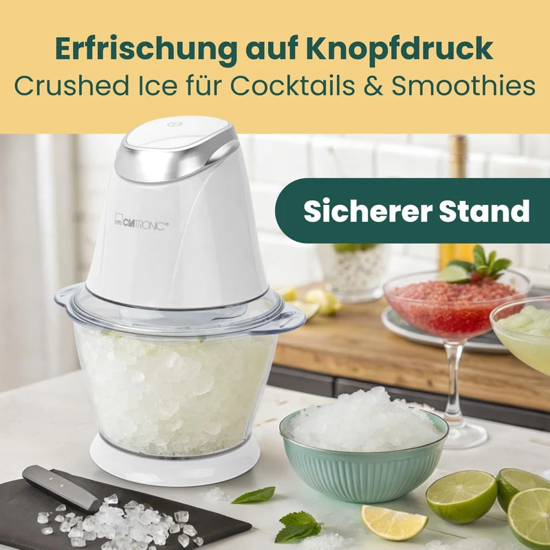 Clatronic Multizerkleinerer MZ 3579, 2 in 1 Multizerkleinerer und Ice Crusher in Einem, 250 Watt, weiß
