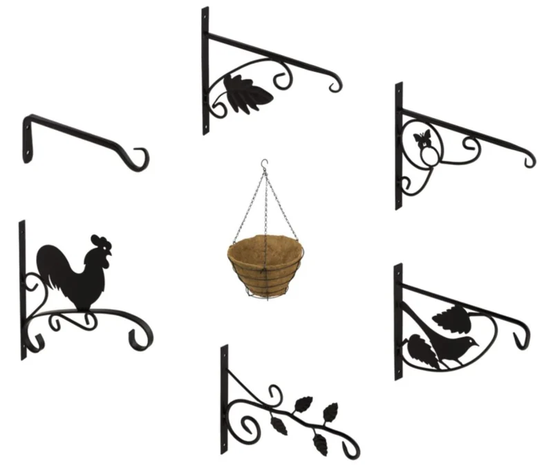 Gedotec Metall Pflanzen-Halterung | Balkon Deko BASIC aus Stahl | Blumenampel-Halter Schwarz Rustikal | Gartendeko für Hängeampeln | Pflanzen Aufbewahrung mit Schrauben