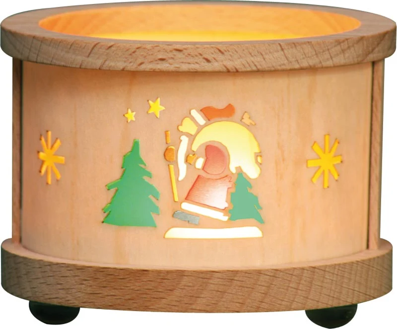Teelichtlaterne aus Holz, Weihnachtsmann, Glässer Volkskunst, 5,5cm