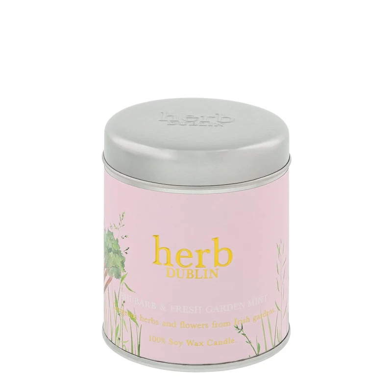 Rhabarber und frische Gartenminze Zinn Kerze, herb DUBLIN