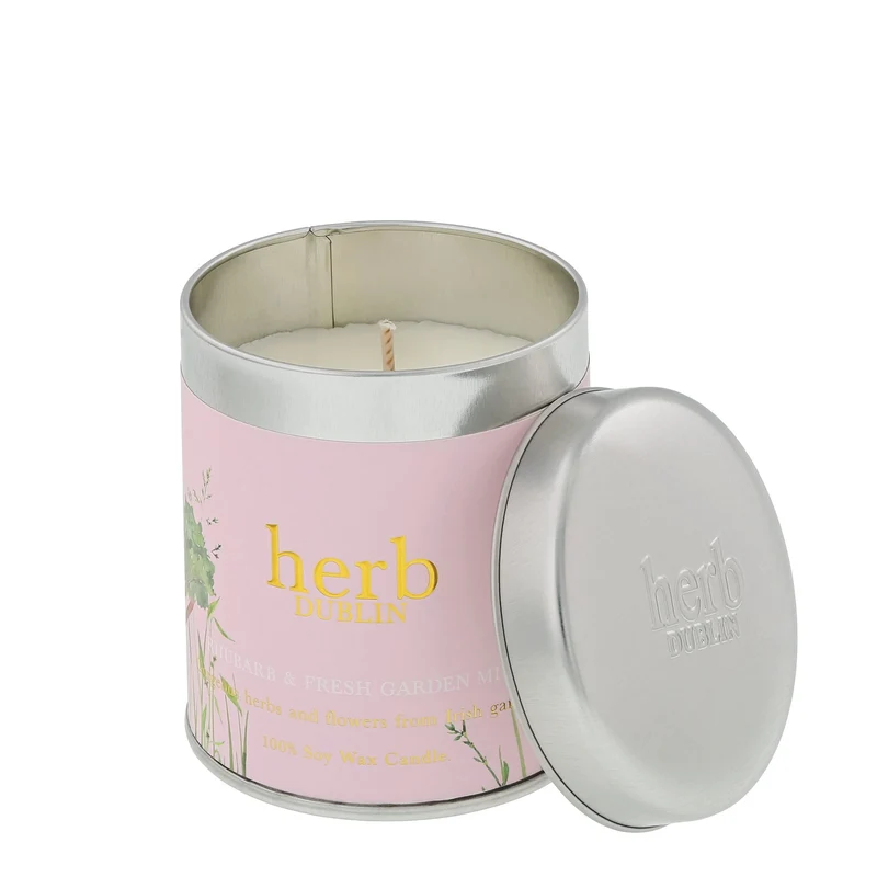 Rhabarber und frische Gartenminze Zinn Kerze, herb DUBLIN