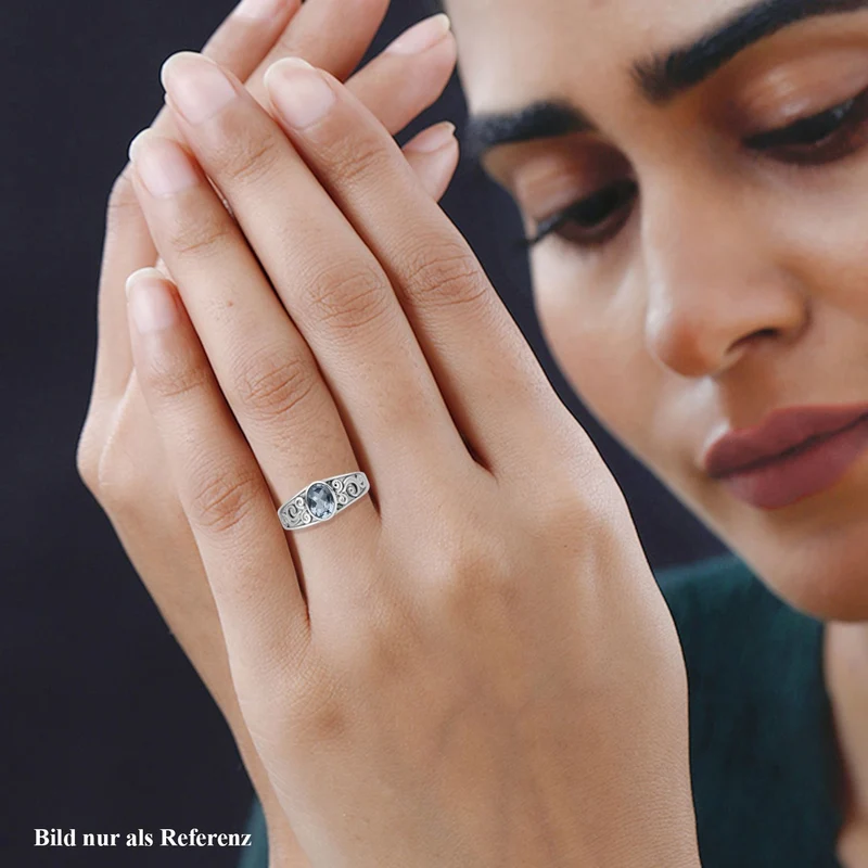 Royal Bali Kollektion - Himmelblauer Topas Ring, 925 Silber ca. 1,46 ct