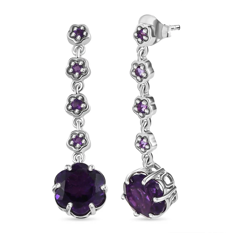GP Italienische Garten Kollektion - Afrikanische Amethyst Ohrringe, 925 Silber platiniert ca. 6.89 ct