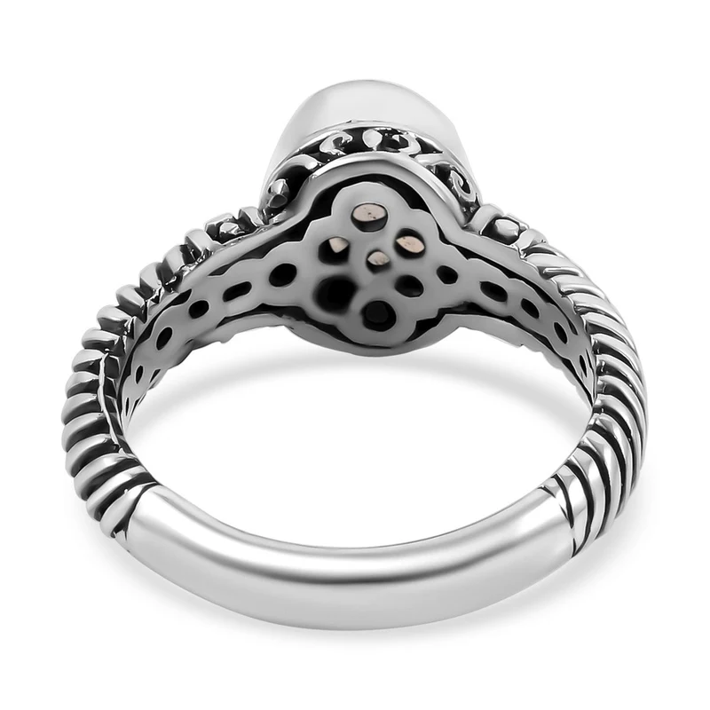 Regenbogen Mondstein Ring, 925 Silber,, ca. 2.25 ct