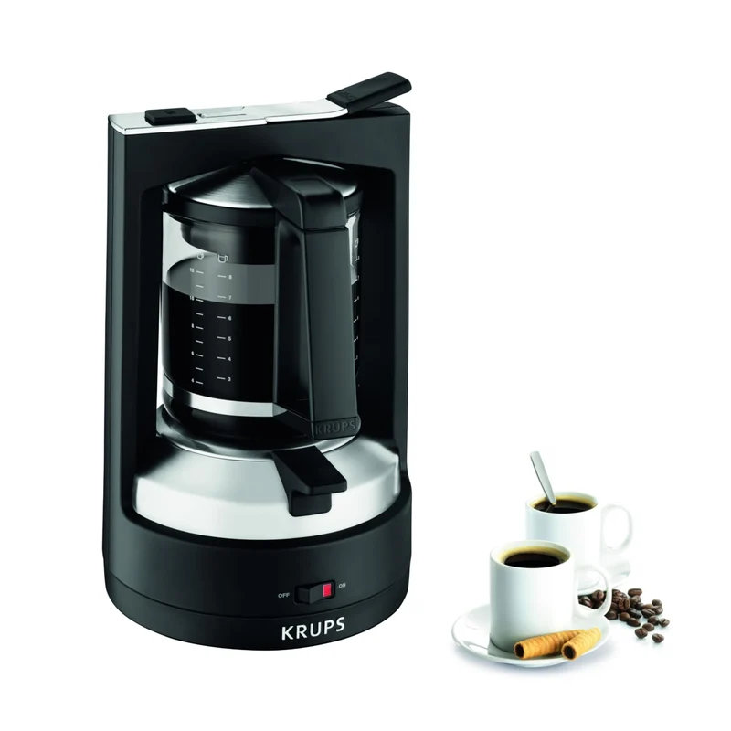 Krups Filterkaffeemaschine T8, 850 Watt, automatische Abschaltung, 8-12 Tassen, 1L Fassungsvermögen, permanenter Filter, beleuchteter Ein-/ Ausschalter, benutzerfreundlich, schwarz, KM4689