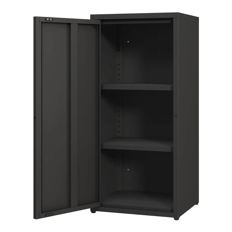 [en.casa] Metallschrank Burlöv Aktenschrank mit Einer Tür Büroschrank 2 höhenverstellbare Ablagen Ordnerschrank 88 x 40 x 35 cm Schwarz Spind Schrank