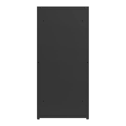 [en.casa] Metallschrank Burlöv Aktenschrank mit Einer Tür Büroschrank 2 höhenverstellbare Ablagen Ordnerschrank 88 x 40 x 35 cm Schwarz Spind Schrank