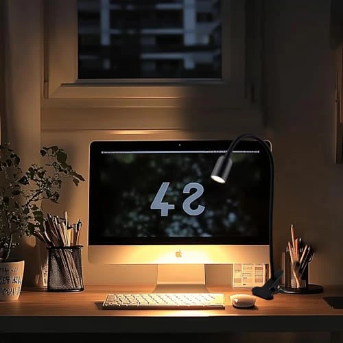 da LIGHT Leselampe Bett Klemme, LED Schreibtischlampe Klemmbar mit 3 Farbtemperaturen, Dimmbare Klemmlampe Bett, USB Tischlampe mit Kabel Schwarz für Studieren Lesen Arbeiten