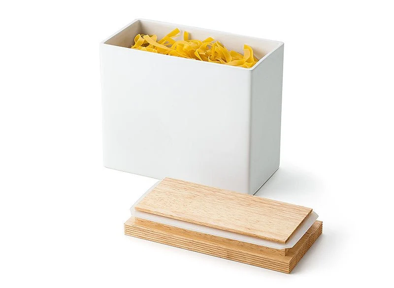Continenta - Vorratsdose Keramik mit Holzdeckel, weiß 20x10x18,5cm