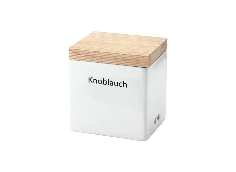 Continenta - Vorratsdose mit Holzdeckel, weiß 14x12x15,5cm