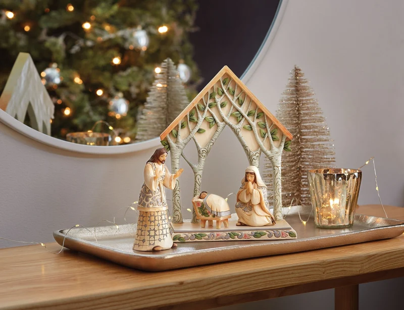 Jim Shore Figuren - Woodland Krippe Familie 4 Teile Set - 21,5cm hoch