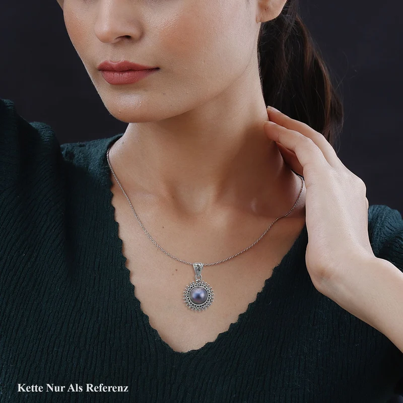 Royal Bali Kollektion - blaue Mabe Anhänger 925 Silber