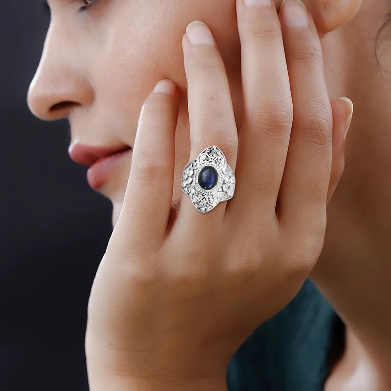 Labradorit Ring 925 Silber ca. 2.00 ct