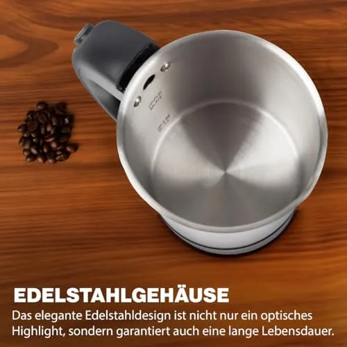 Clatronic® Wasserkocher klein 0,5 Liter | Reisewasserkocher inkl. 2 Tassen, Reisebeutel und Löffel | Edelstahlgehäuse | Mini Wasserkocher | 1000W | Camping Wasserkocher | WKR 3624
