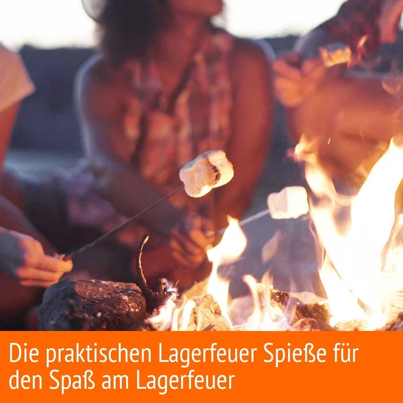 100 Stockbrot Spieße Stock extra 90 cm 6mm Ø Marshmallow Spiesse, Grillspieße, Stäbe, Lagerfeuer Spieße Stockbrot Stöcke aus Bambus Holz - kinderfreundlich + Rezeptheft