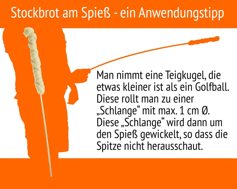 100 Stockbrot Spieße Stock extra 90 cm 6mm Ø Marshmallow Spiesse, Grillspieße, Stäbe, Lagerfeuer Spieße Stockbrot Stöcke aus Bambus Holz - kinderfreundlich + Rezeptheft