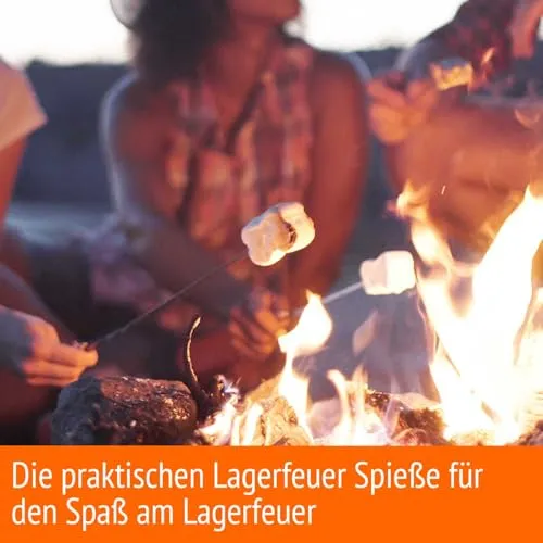 100 Stockbrot Spieße Stock extra 90 cm 6mm Ø Marshmallow Spiesse, Grillspieße, Stäbe, Lagerfeuer Spieße Stockbrot Stöcke aus Bambus Holz - kinderfreundlich + Rezeptheft