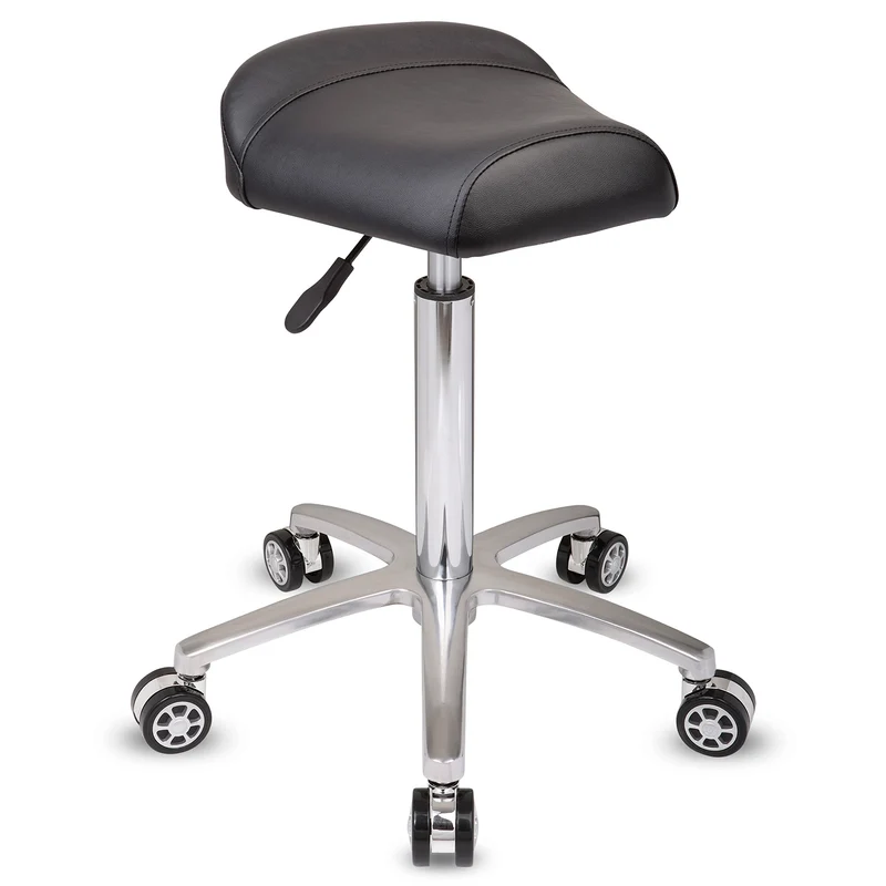 Staboos Rollhocker bis 160 kg - Sattelsitz ergonomisch geformter Praxishocker mit Rollen - Drehhocker höhenverstellbar (55 cm bis 75 cm) Breitsitz