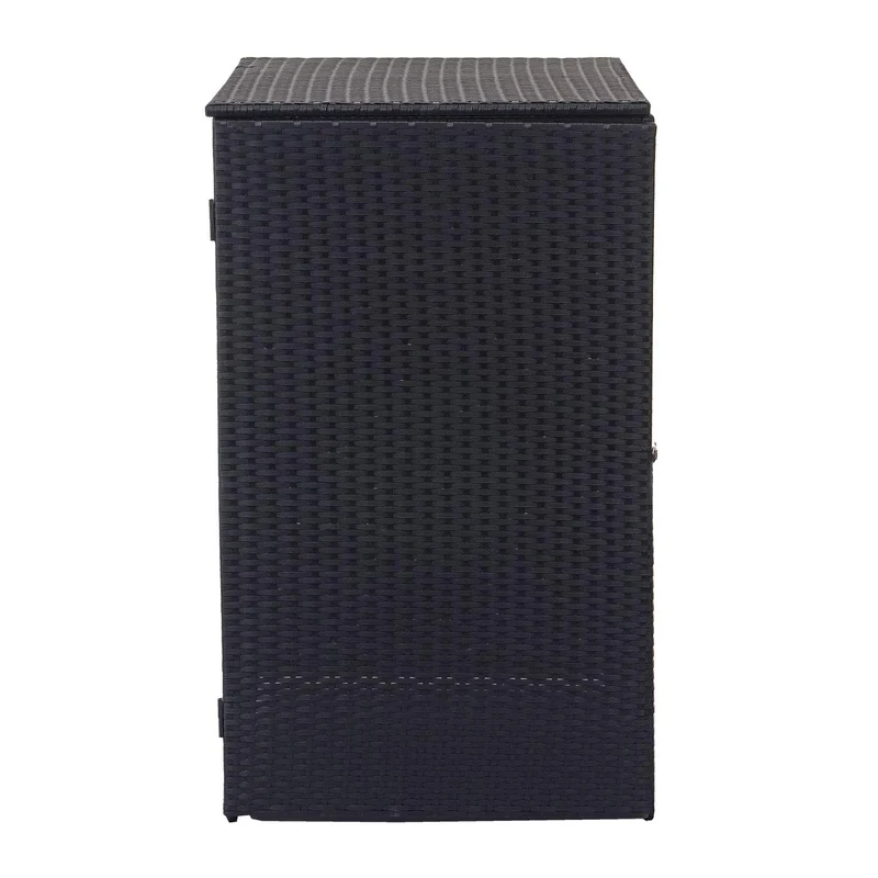 Mendler Mülltonnenverkleidung HWC-E25 Poly-Rattan 120l - schwarz