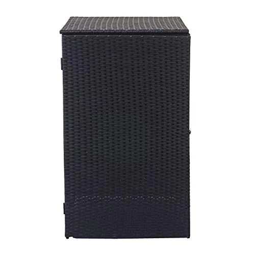Mendler Mülltonnenverkleidung HWC-E25 Poly-Rattan 120l - schwarz