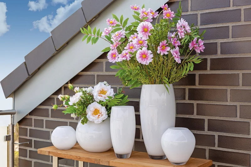 MOON - Glas Vase, Opalglas weiss 16cm, Fink