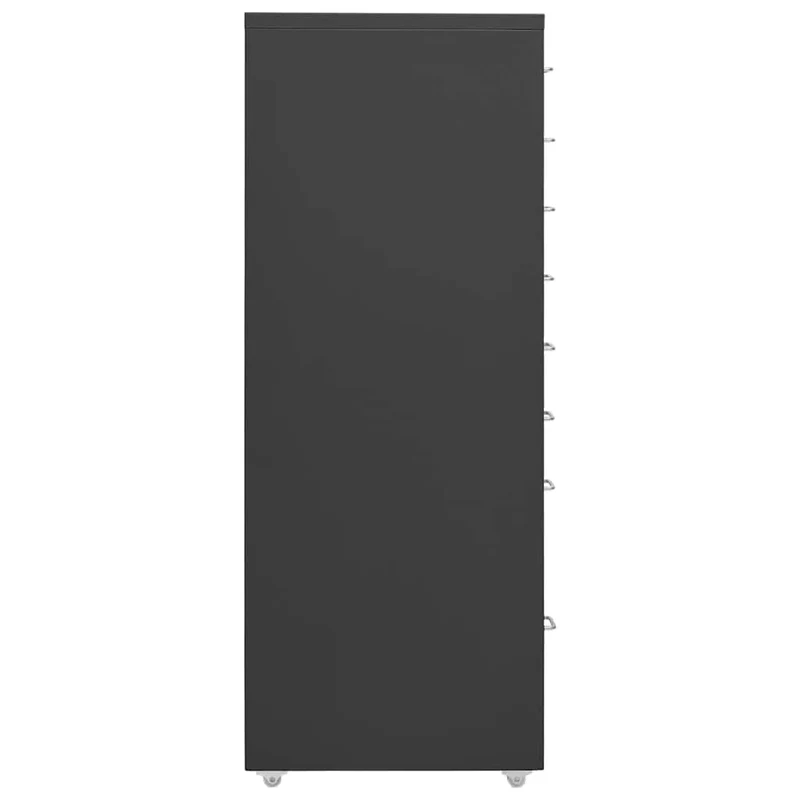 Aktenschrank mit Rollen Anthrazit Metall 28x41x109 cm Büroschrank mit 8 Schubladen und Metallgriff für Büro Arbeitszimmer Homeoffice zur Aktenablage und Dokumentenarchivierung