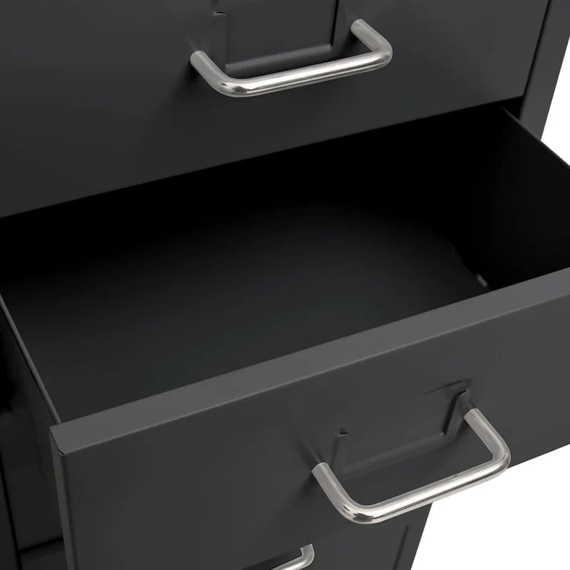 Aktenschrank mit Rollen Anthrazit Metall 28x41x109 cm Büroschrank mit 8 Schubladen und Metallgriff für Büro Arbeitszimmer Homeoffice zur Aktenablage und Dokumentenarchivierung