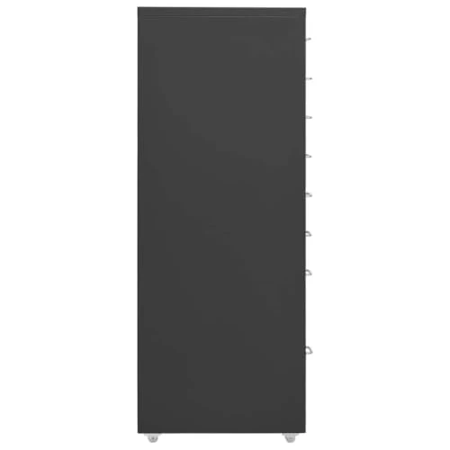Aktenschrank mit Rollen Anthrazit Metall 28x41x109 cm Büroschrank mit 8 Schubladen und Metallgriff für Büro Arbeitszimmer Homeoffice zur Aktenablage und Dokumentenarchivierung