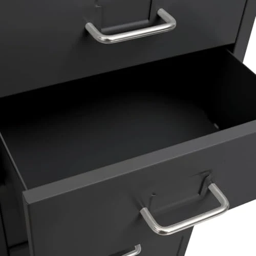 Aktenschrank mit Rollen Anthrazit Metall 28x41x109 cm Büroschrank mit 8 Schubladen und Metallgriff für Büro Arbeitszimmer Homeoffice zur Aktenablage und Dokumentenarchivierung