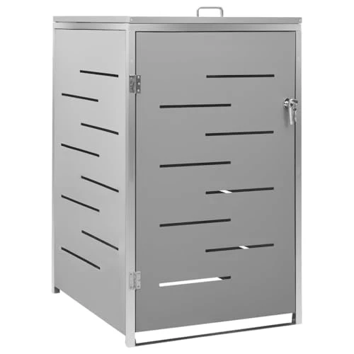vidaXL Mülltonnenbox für 1 Tonne Abschließbar Rostfrei Müllbox Mülltonne Mülltonnenverkleidung Müllcontainer Gartenbox 69x77,5x115cm Edelstahl