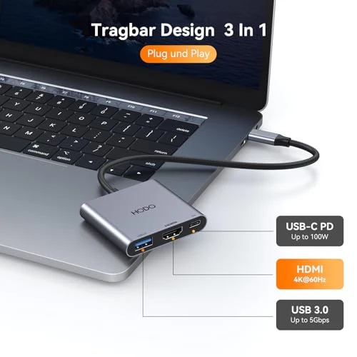 HODO USB C HDMI Adapter, USBC Digital AV Multiport Hub