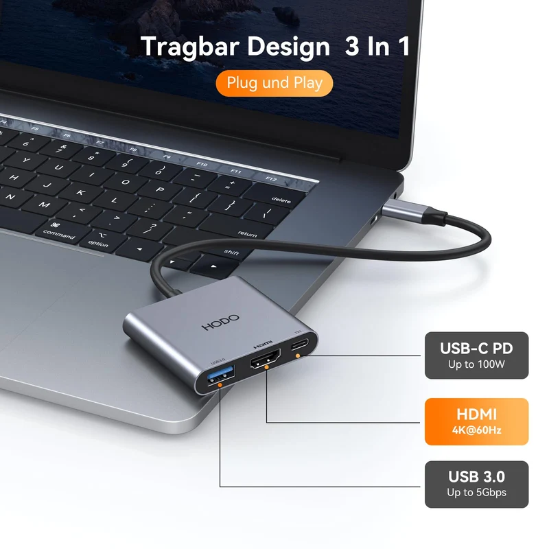 HODO USB C HDMI Adapter, USBC Digital AV Multiport Hub