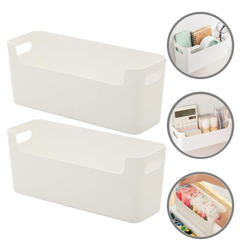 Schreibtisch Organizerbox 2 Stück aus Pp mit Griffen, Weiß
