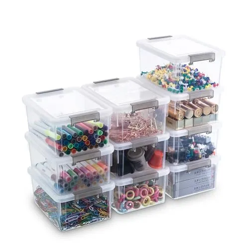10er-Pack Aufbewahrungsboxen mit Deckel, Kleine Boxen à 1.2 L, 17.5 x 13 x 8 cm, Ideal zur Aufbewahrung von Schrauben, Nägeln, Haarklammern, Gummibändern und Wattestäbchen