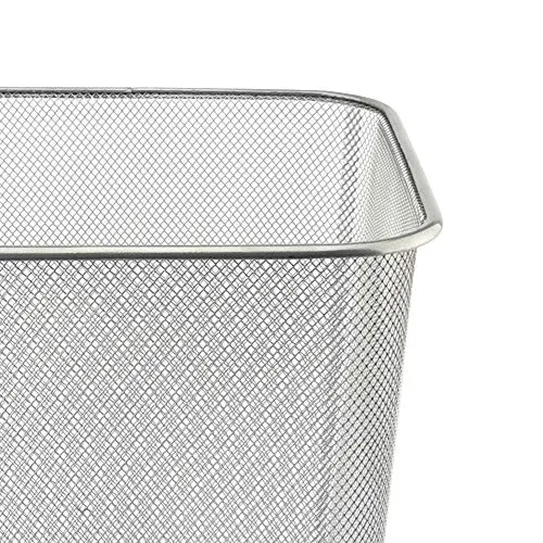 D.RECT Papierkorb Büro 18L - Abfalleimer, Papierkorb aus Drahtgeflecht Mülleimer, Papiereimer - Metall Büroeimer Mesh Eckig, Silber