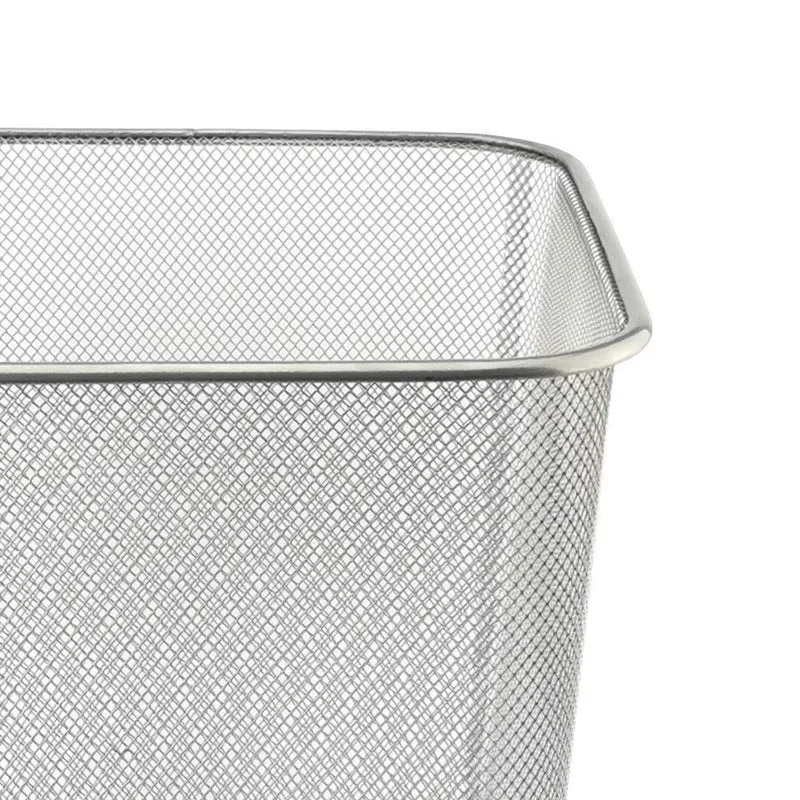 D.RECT Papierkorb Büro 18L - Abfalleimer, Papierkorb aus Drahtgeflecht Mülleimer, Papiereimer - Metall Büroeimer Mesh Eckig, Silber