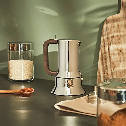 Alessi Espressomaschine 6 Tassen für Induktion, Edelstahl, silber, 15.5 x 13.5 x 27 cm, 9090/6