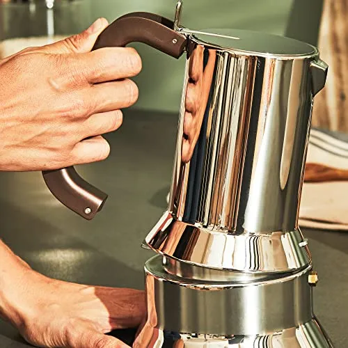 Alessi Espressomaschine 6 Tassen für Induktion, Edelstahl, silber, 15.5 x 13.5 x 27 cm, 9090/6