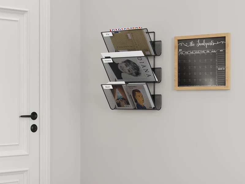 EasyPAG 3 Fächer Strapazierfähig Metall A4 Zeitschriftenhalter Wand Zeitschriften Wandhalter Aktenablage Dokumentenhalter Hängend Magazin Organizer Flyerhalter Prospektspender,Schwarz