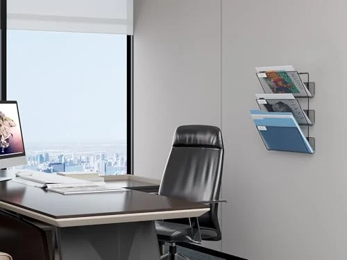 EasyPAG 3 Fächer Strapazierfähig Metall A4 Zeitschriftenhalter Wand Zeitschriften Wandhalter Aktenablage Dokumentenhalter Hängend Magazin Organizer Flyerhalter Prospektspender,Schwarz