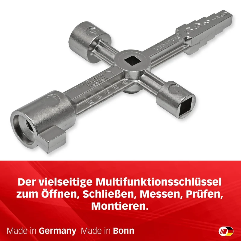 Multipick Universalschlüssel Set [magnetische Aufsätze] Schaltschrankschlüssel - Multifunktionsschlüssel Mini- 10 Profile inkl. Adapter - Universal Vierkantschlüssel - 3 Kant Schlüssel
