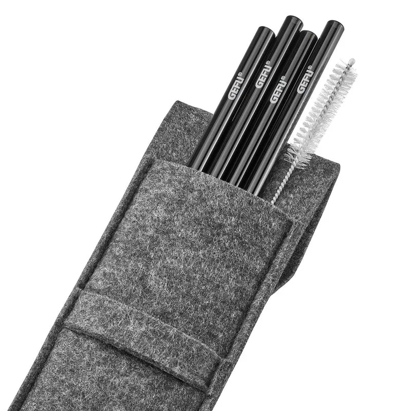 GEFU 'Glastrinkhalme, 4 Stk. in Filztasche'