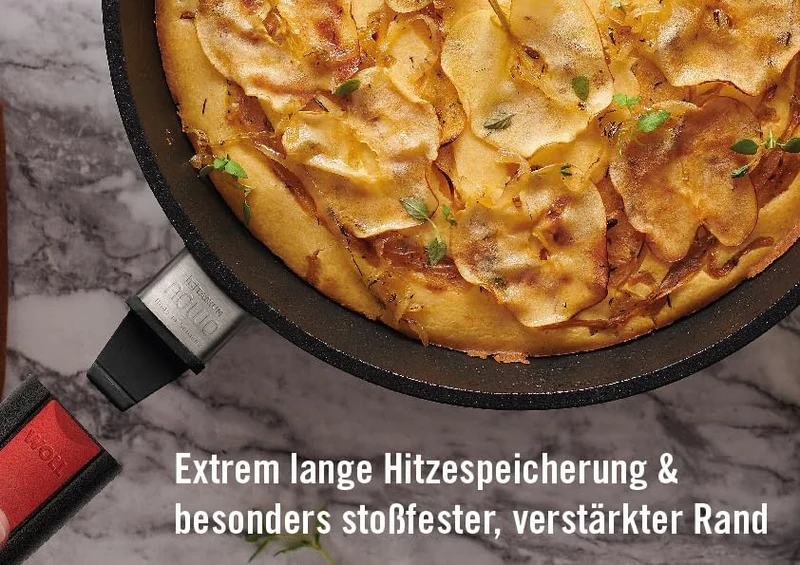 Woll Nowo Titanum Hochrandpfanne - Induktiv -, Ø 24 cm, 7 cm hoch, mit abnehmbarem Stiel - Geeignet für alle Herdarten, Aluguss, Antihaft-Versiegelung, Schwarz