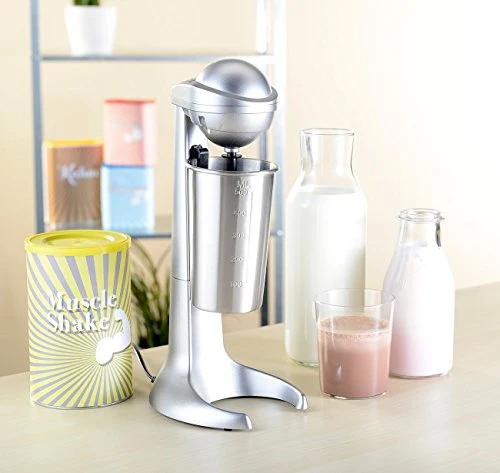 Rosenstein & Söhne Milchshaker: Elektrischer Drink-Mixer mit Edelstahl-Becher, 65 Watt (Milchshaker elektrisch, Milchshake Mixer, Shake)