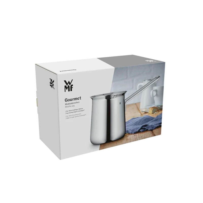 WMF Gourmet Mokkakännchen 340 ml, Mokkakanne für 6 Tassen geeignet, aus poliertem Cromargan Edelstahl, spülmaschinenfest, nicht induktionsgeeignet, Silberfarben