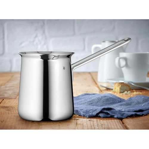 WMF Gourmet Mokkakännchen 340 ml, Mokkakanne für 6 Tassen geeignet, aus poliertem Cromargan Edelstahl, spülmaschinenfest, nicht induktionsgeeignet, Silberfarben