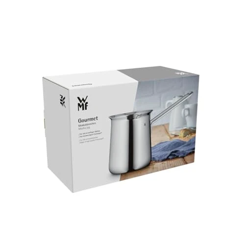 WMF Gourmet Mokkakännchen 340 ml, Mokkakanne für 6 Tassen geeignet, aus poliertem Cromargan Edelstahl, spülmaschinenfest, nicht induktionsgeeignet, Silberfarben